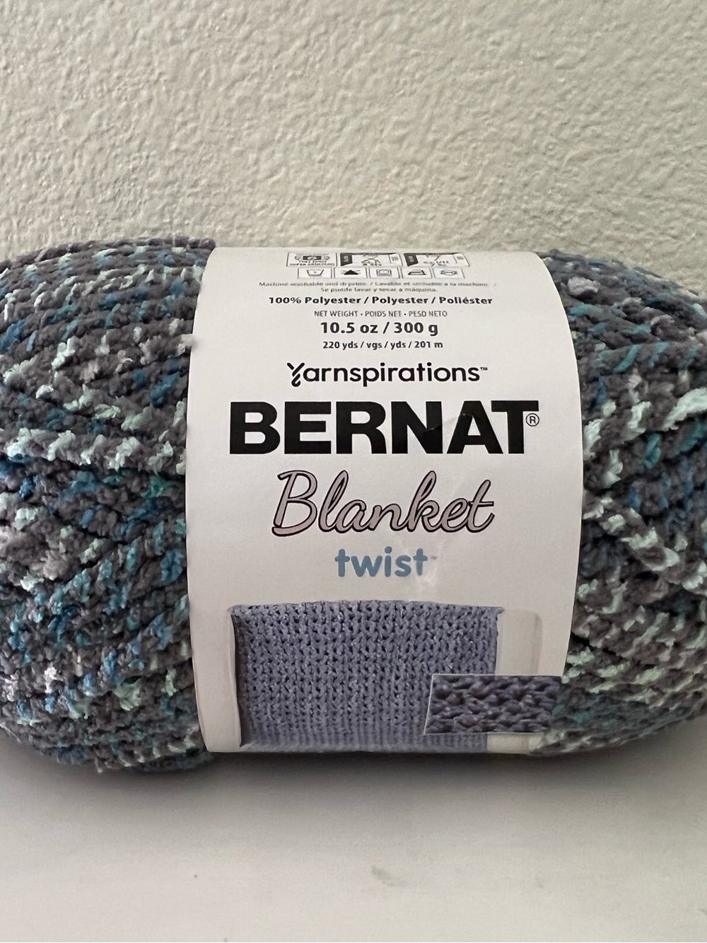 Bernat Blanket Twist Yarn - high tide -Gray and Teal